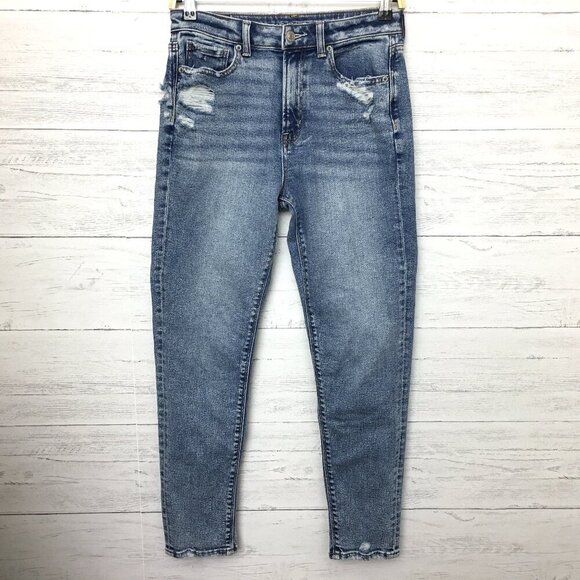 American Eagle Outfitters Mom Jeans Stretch Distressed size 2 length 27" - Picture 1 of 9